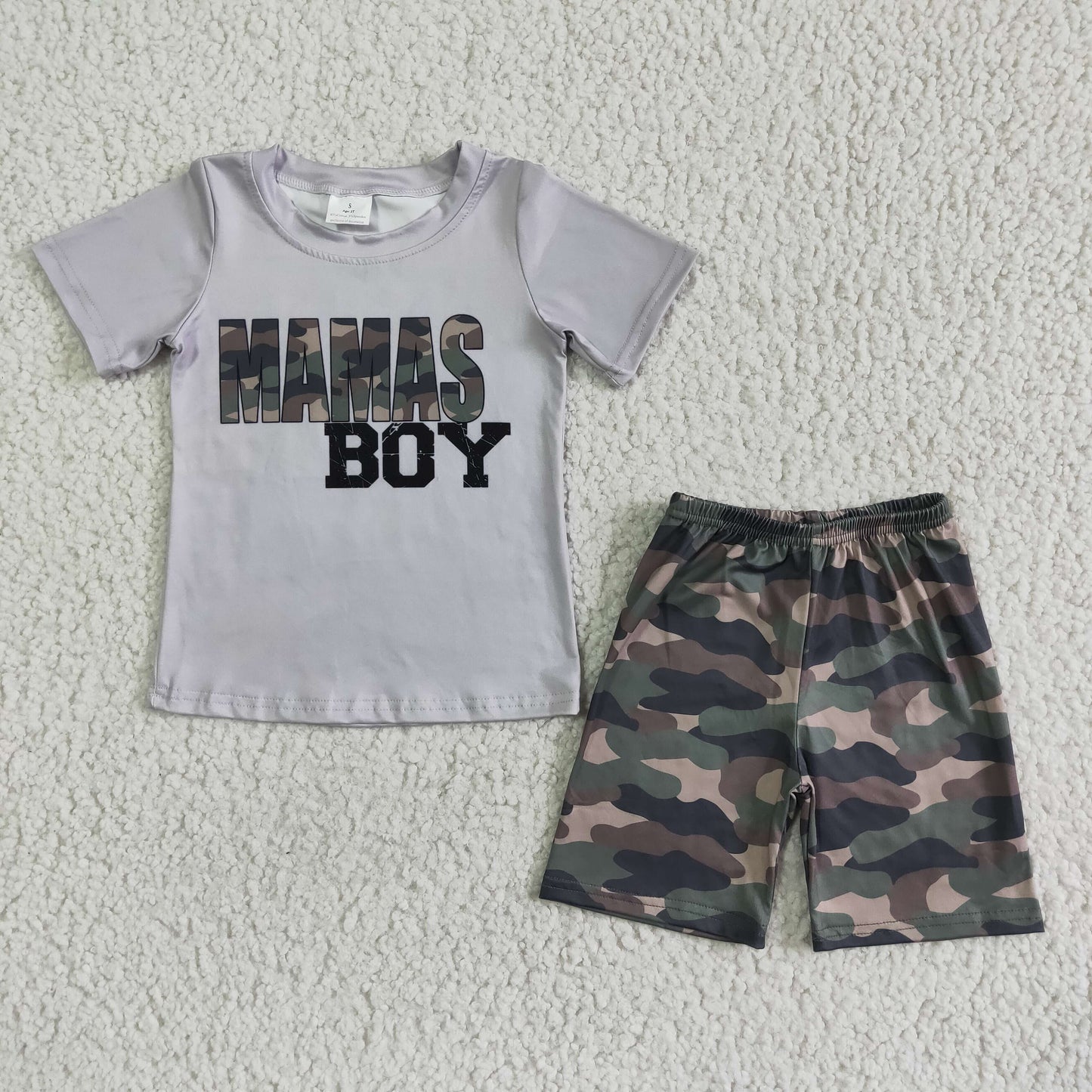 Mama's boy camo T-shirt boy Shorts Set