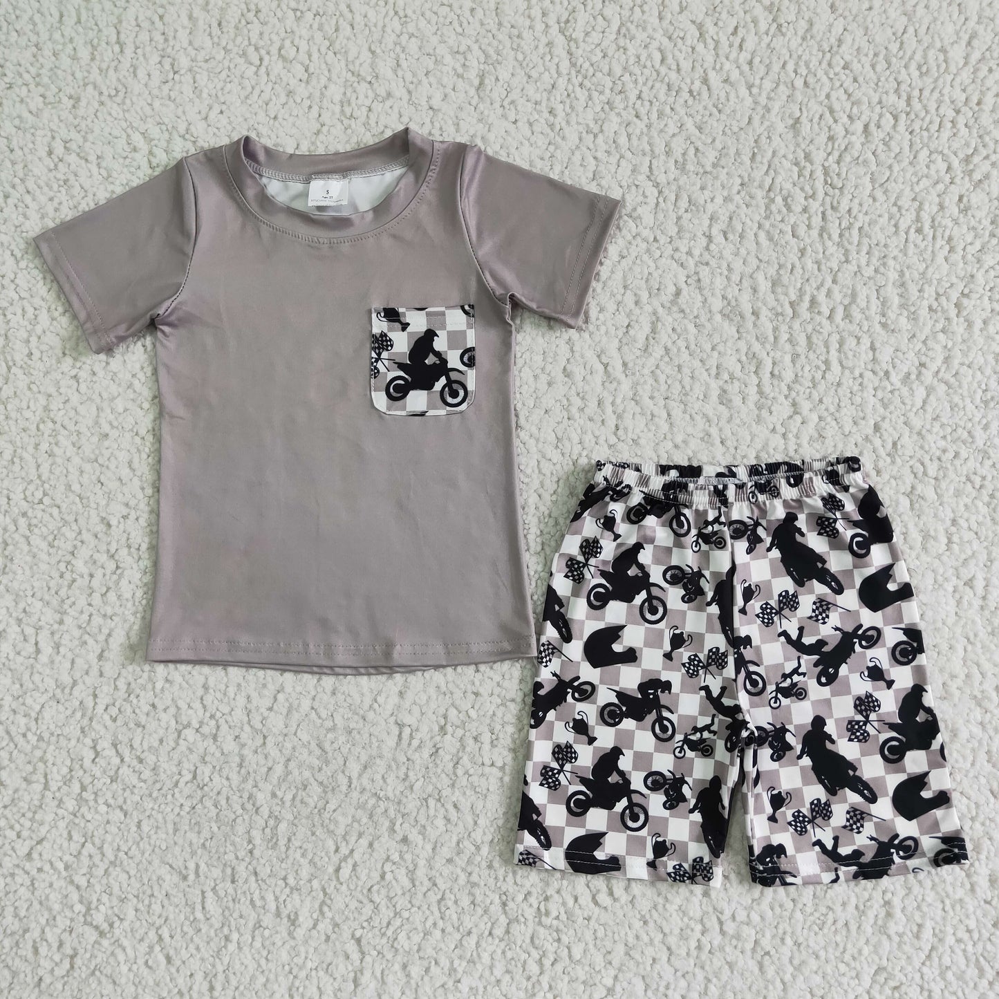 Moto Grey T-shirt boy Shorts Set