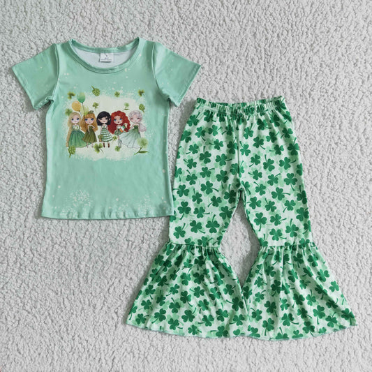 Princess short Sleeve T-shirt bell bottom pants set