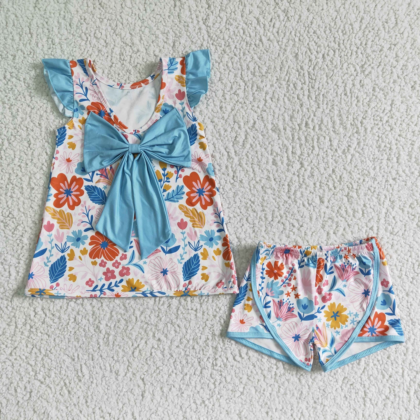 Flower Top girl shorts set