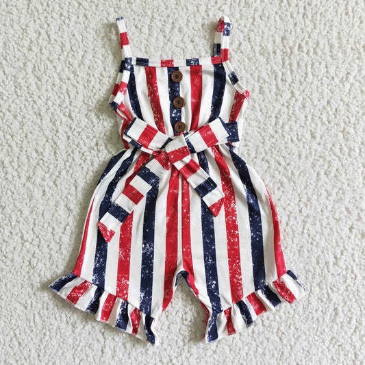 4th of July Girl Blue red stripe  Jumpsuit