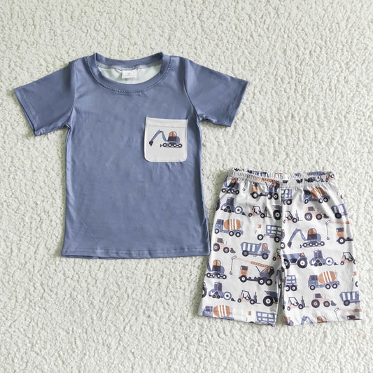 Tractor grey T-shirt boy shorts set