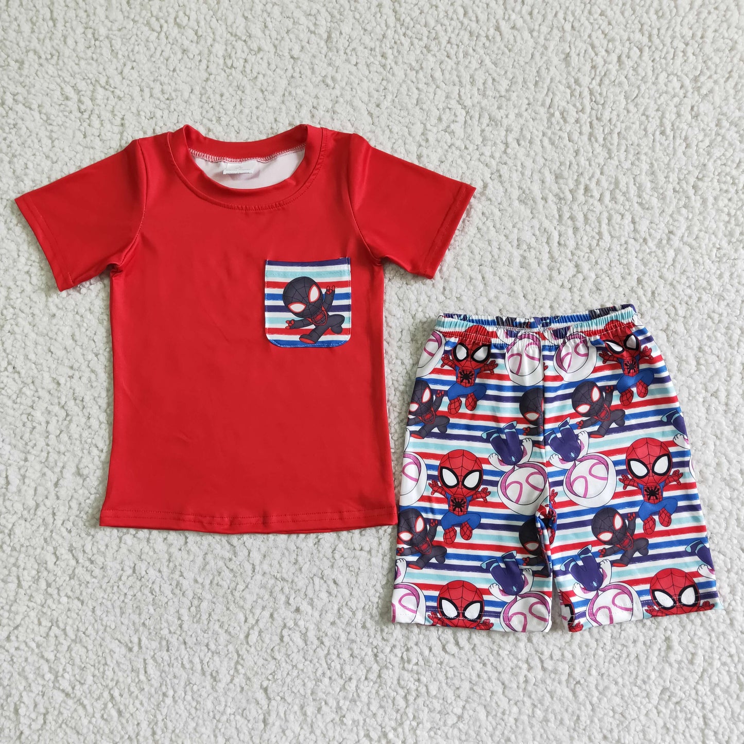 Cartoon red T-shirt boy shorts set