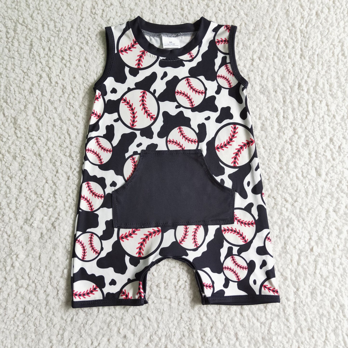 Baseball black white sleeveless romper
