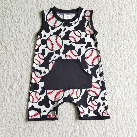 Baseball black white sleeveless romper