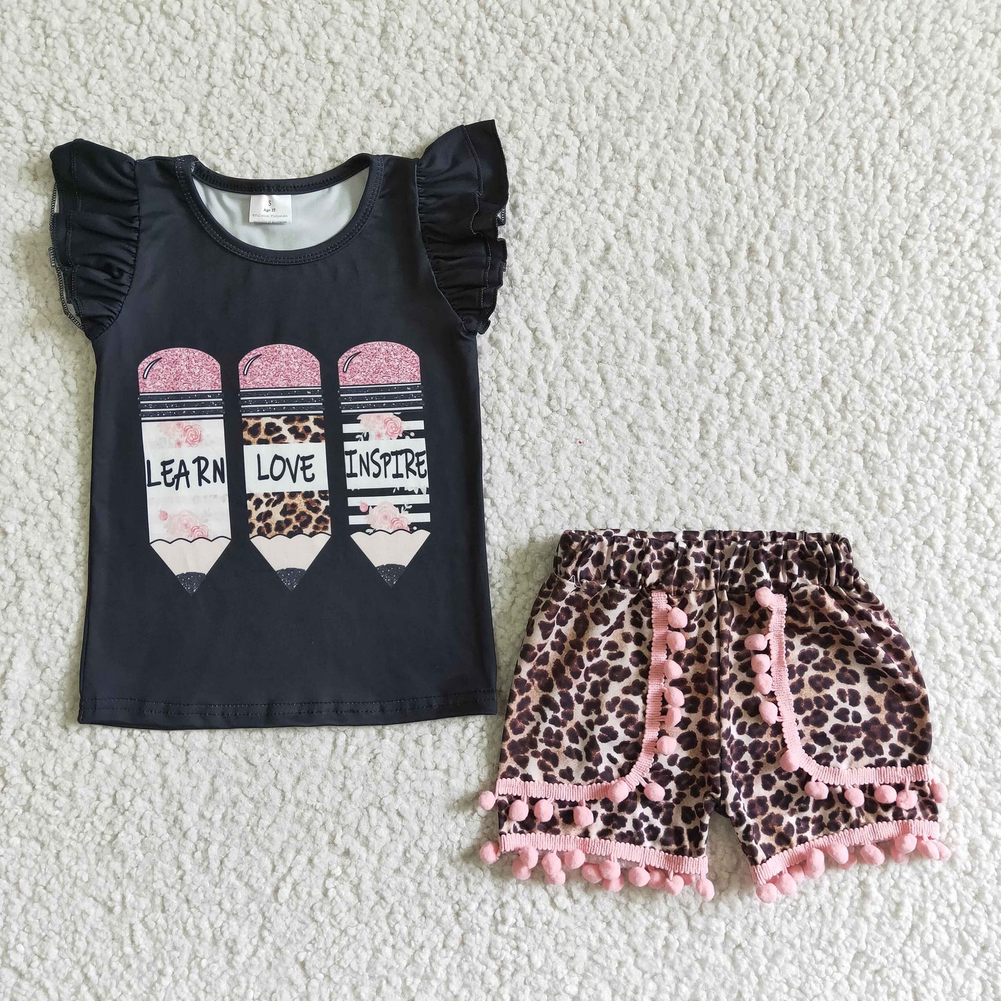 Back to school pencil T-shirt shorts sets