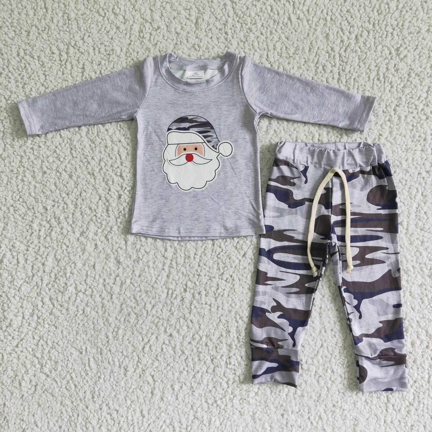 Christmas boy long sleeve T-shirt camo legging pants set