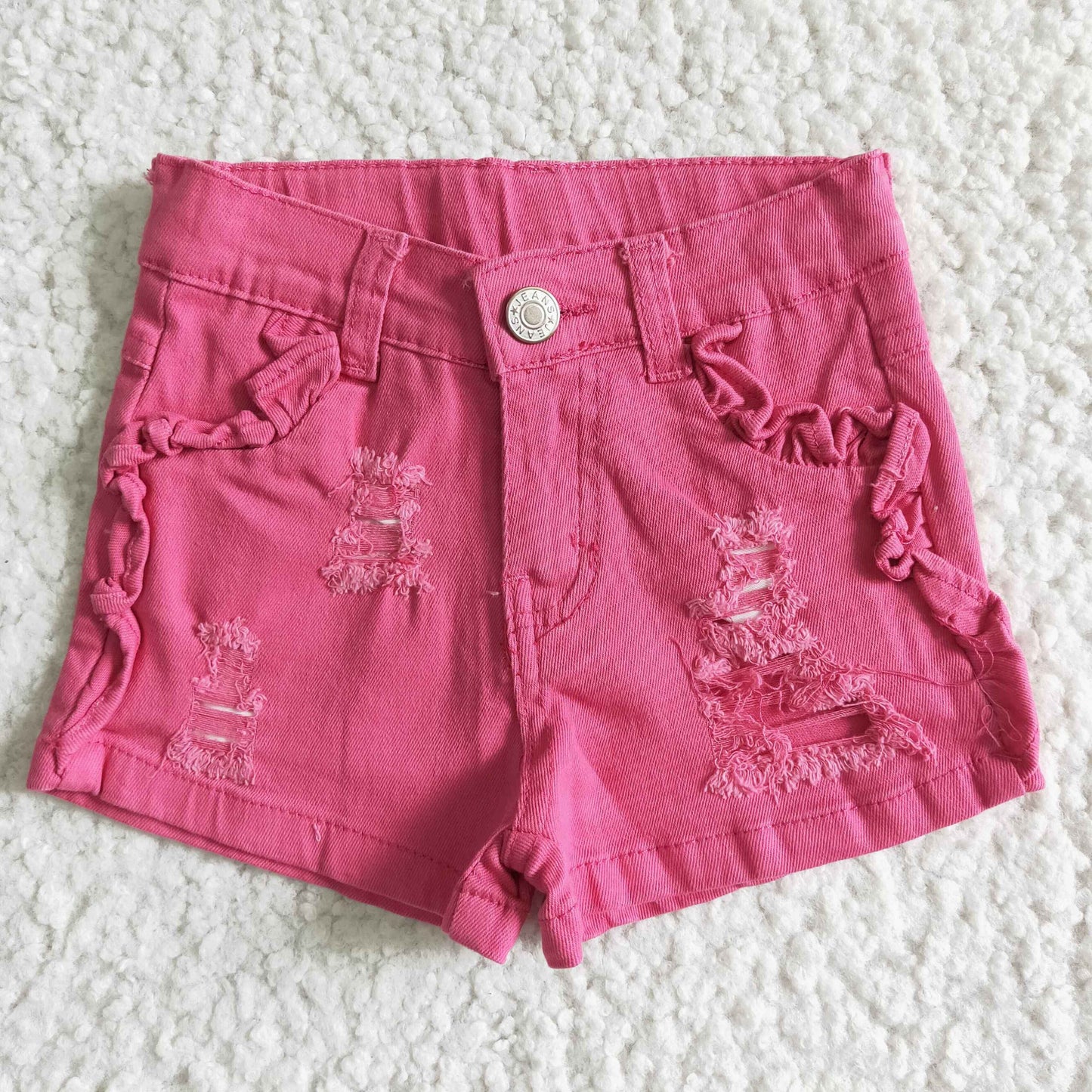 Pink denim shorts