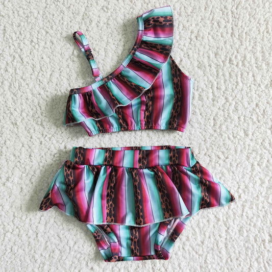 girls Colorful stripe Swimsuit S0022