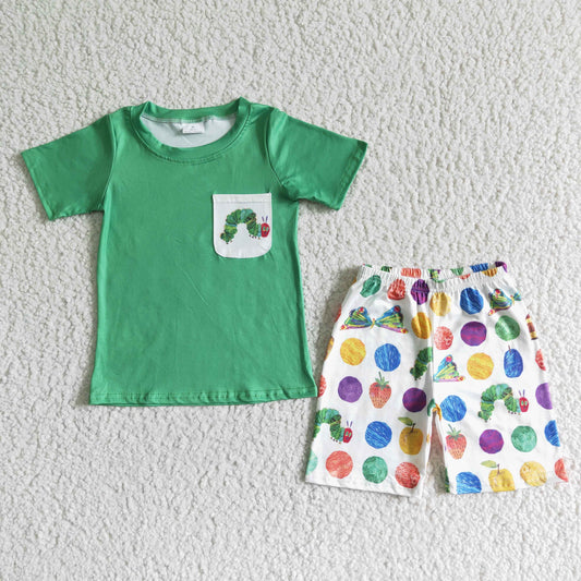 green T-shirt boy shorts set-