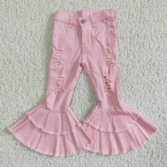 Pink bouble flares pants jeans