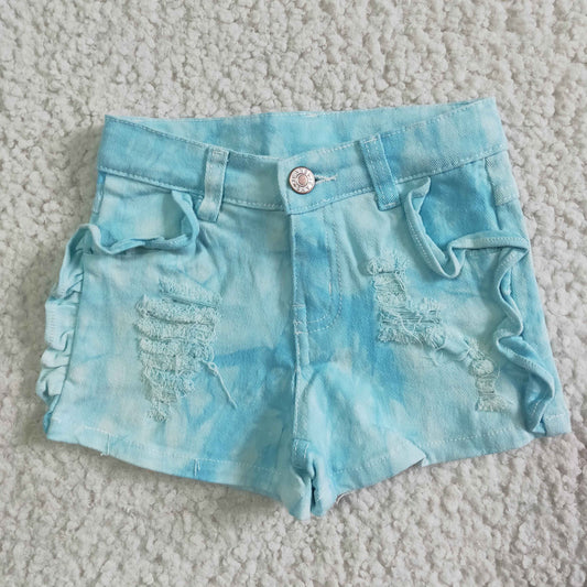 Blue White denim shorts