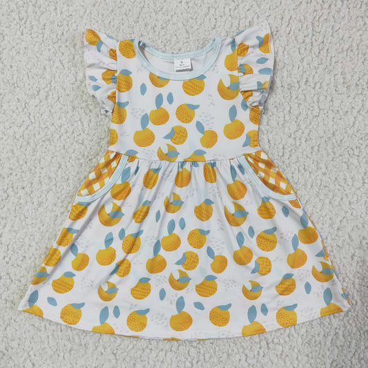 Girls cute lemon print summer dress GSD0074