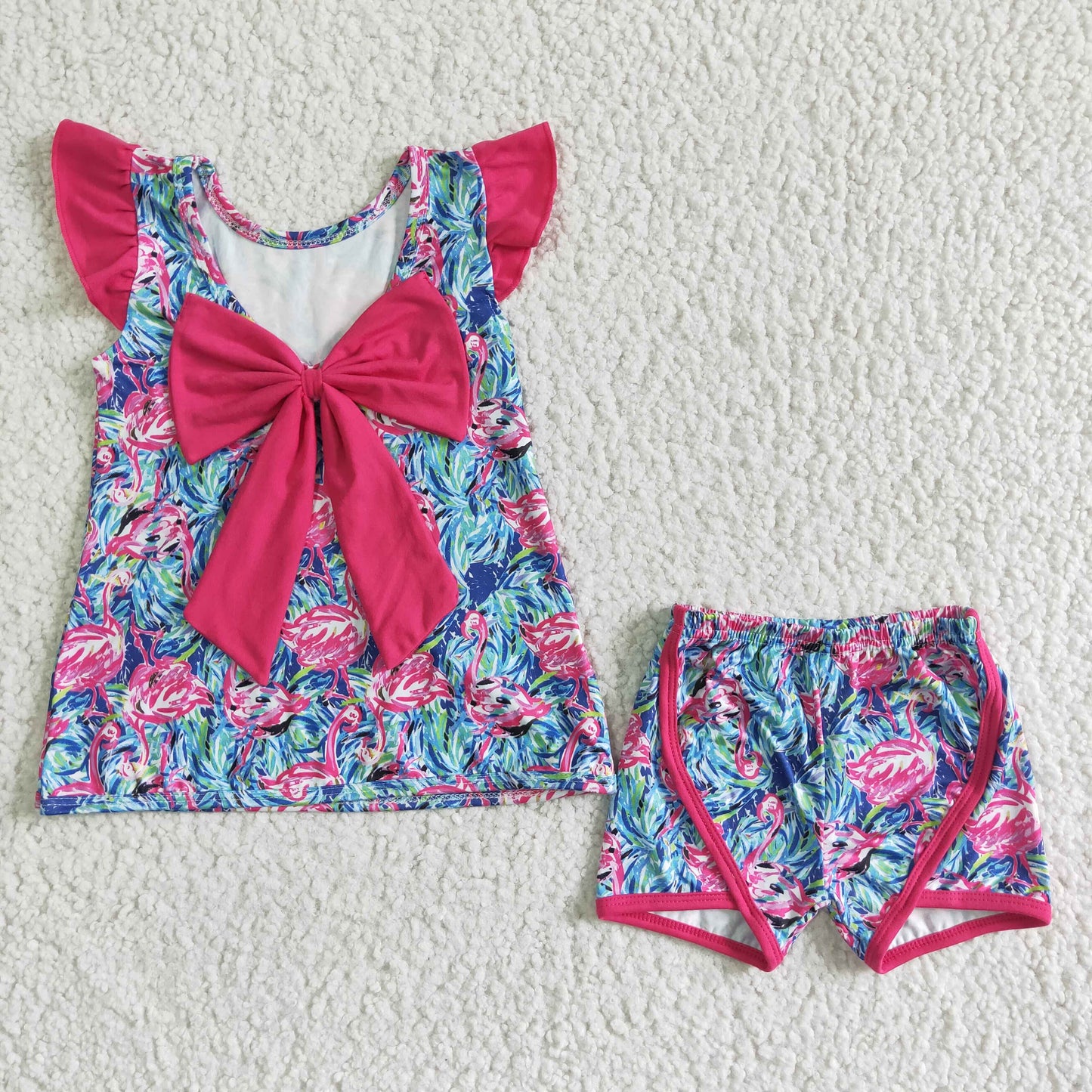 Flower Pink Top girl shorts set