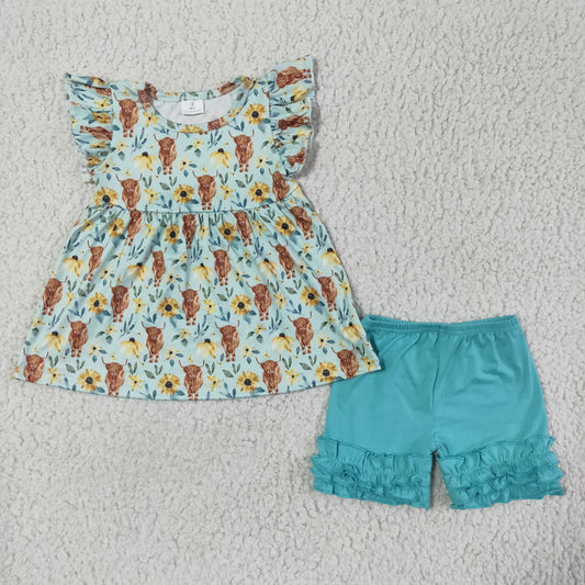 Heifer flutter sleeve tops shorts set