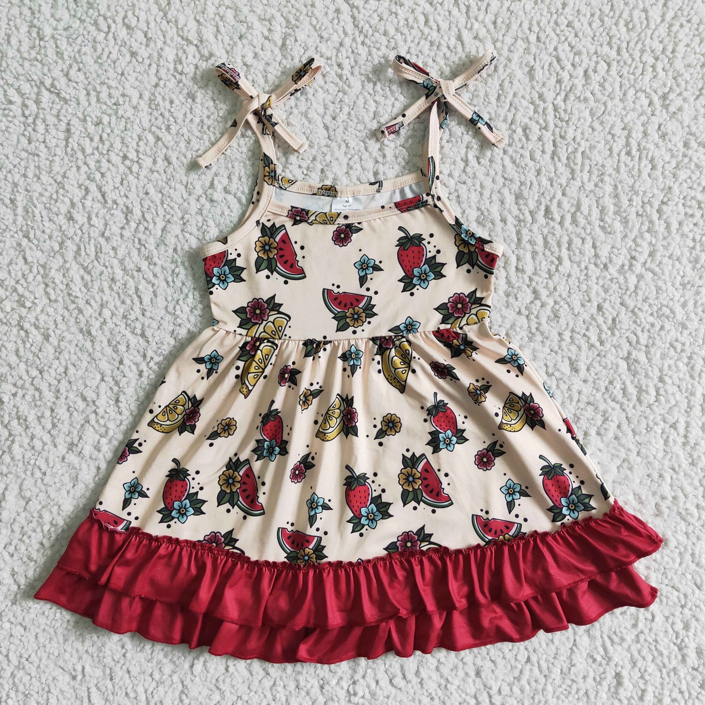 girls watermelon & floral Spaghetti Strap Dress GSD0087