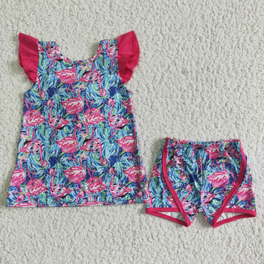 Flower Pink Top girl shorts set