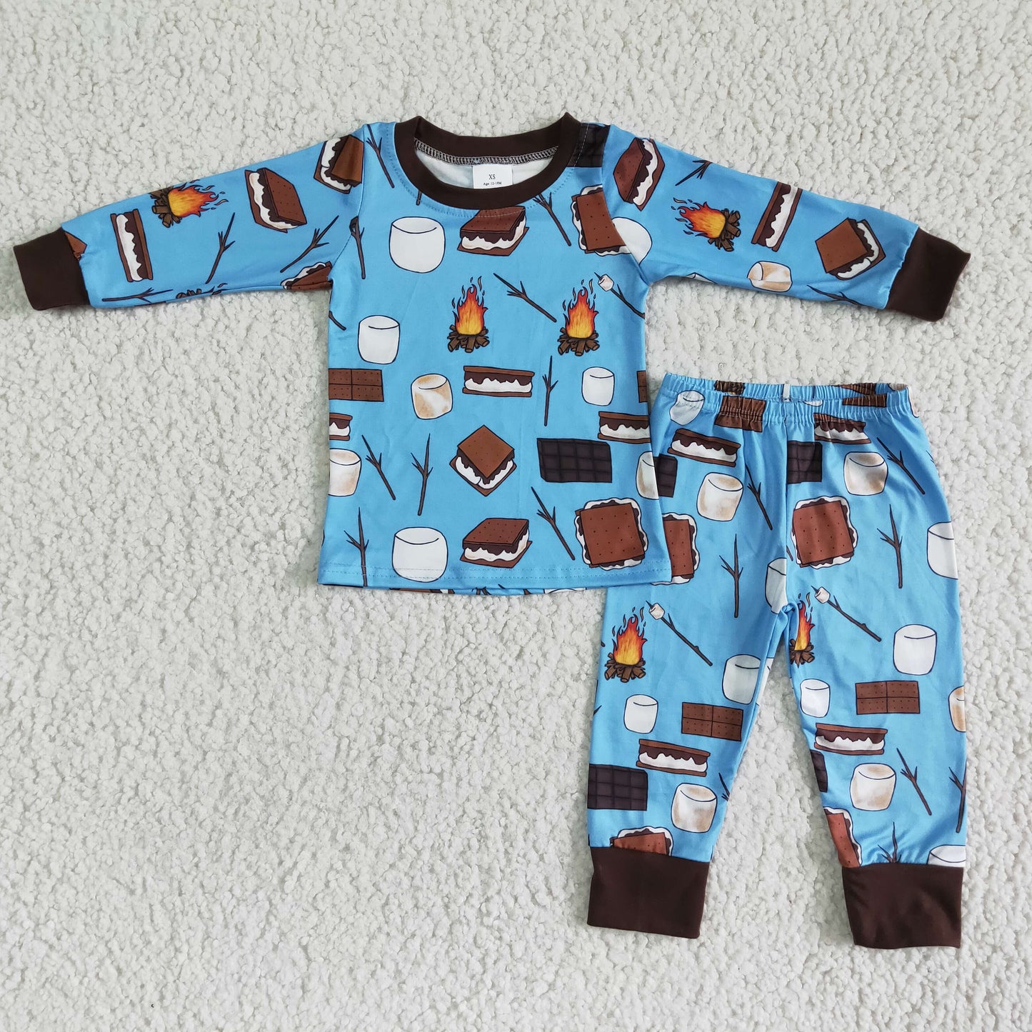 6 A6-3 baby boy Blue Branch Long Sleeve Pajamas Set-promotion 2023.11.18