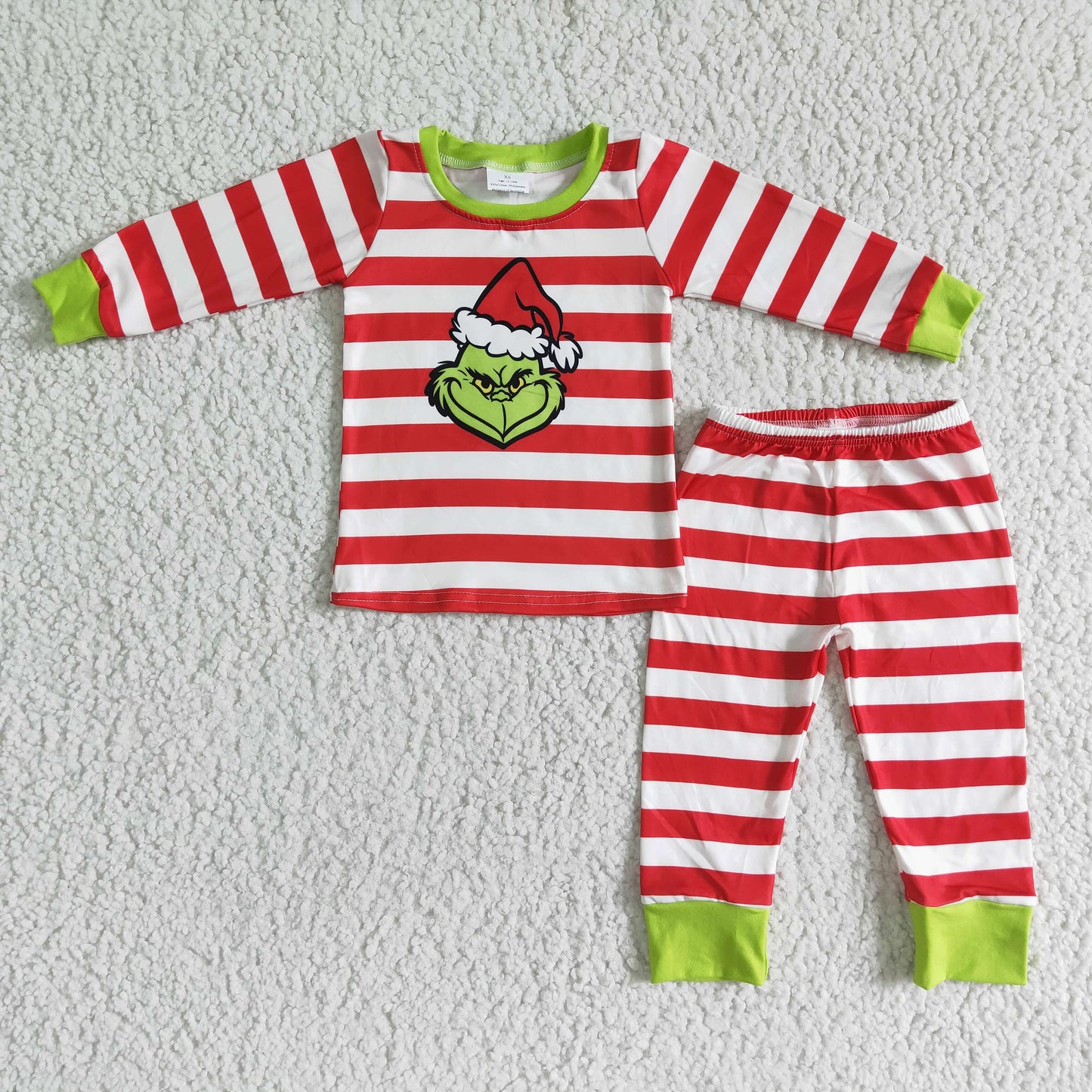 Christmas Stripe Long Sleeve Pajamas Set 6 B12-28