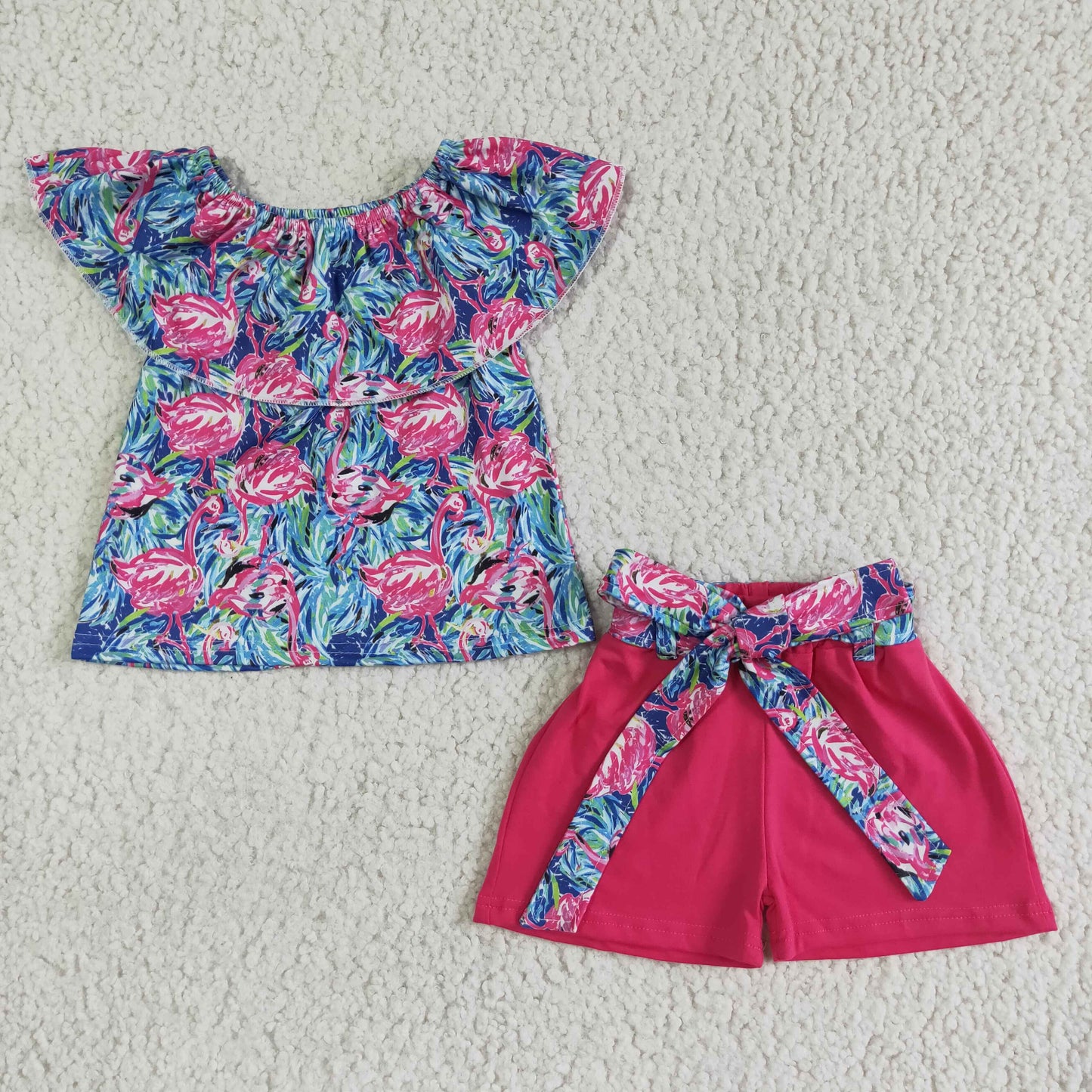 Crane Pink Top girl shorts set