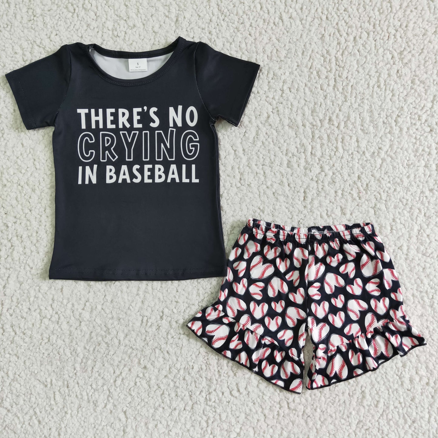 there is no crying in baseball black T-shirt baseball shorts set