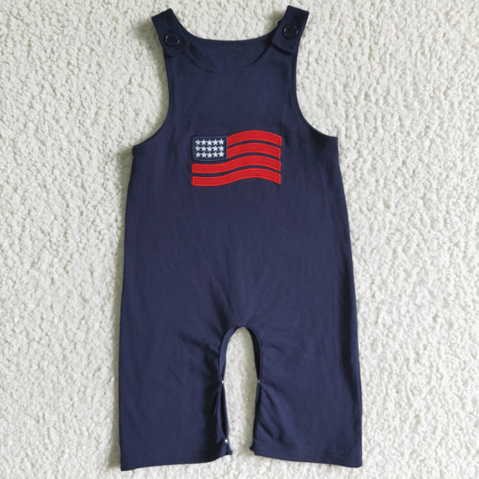 4th of July Embroidery sleeveless girl romper