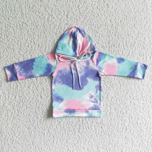 6 A24-4 girl winter tie dye long sleeve hoodies top-promotion 2023.12.16