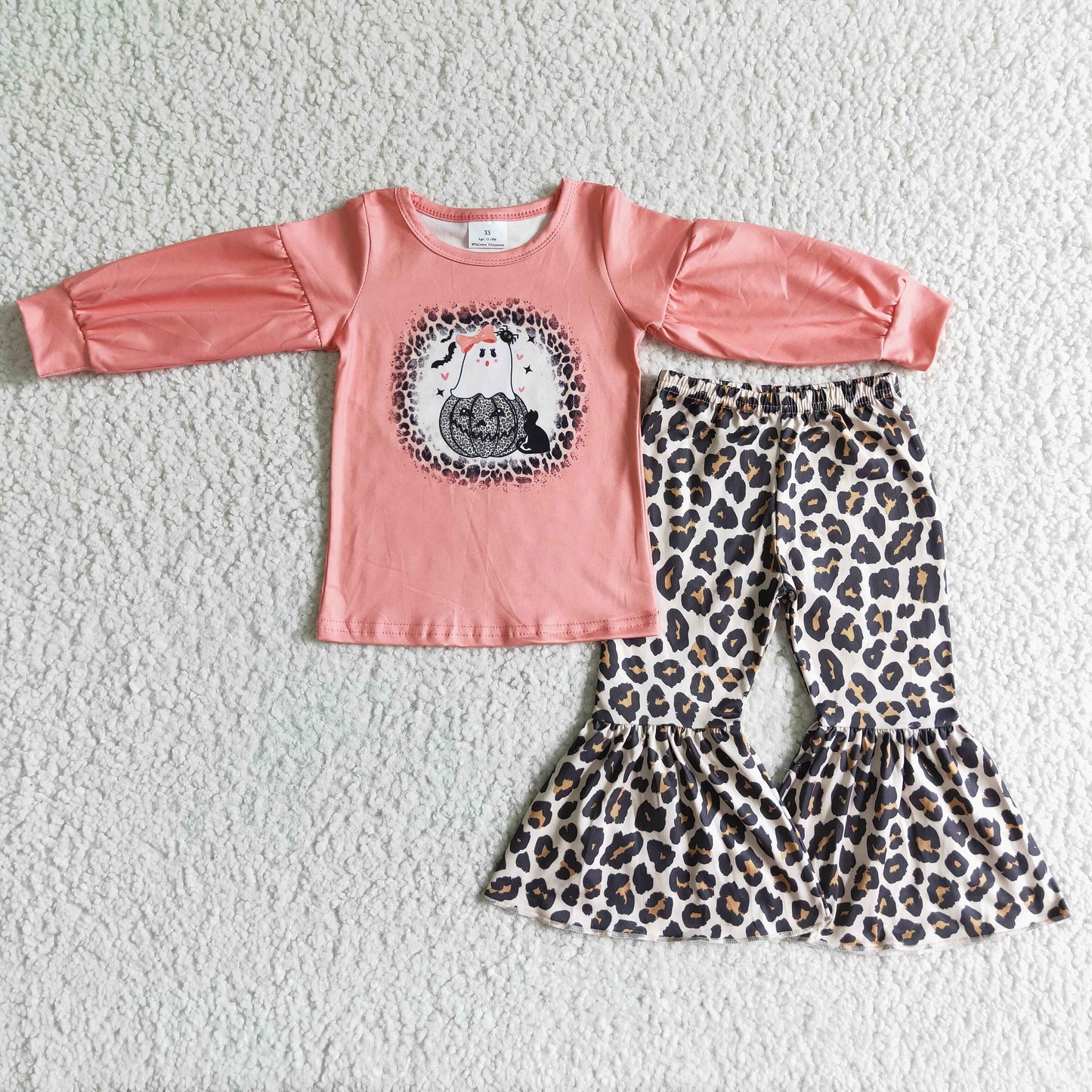 Pink Pumpkin Tops leopard bell bottoms set GLP0017