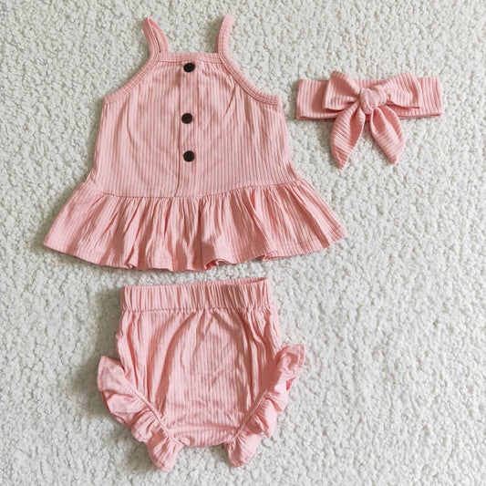 girls Pink Top Bummie Set