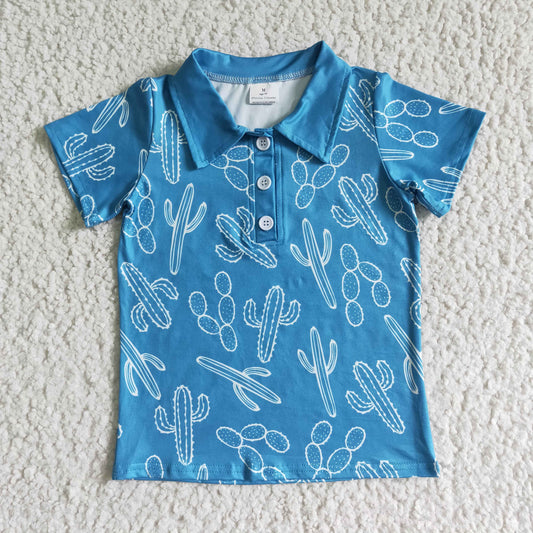 Blue western cactus T-shirt