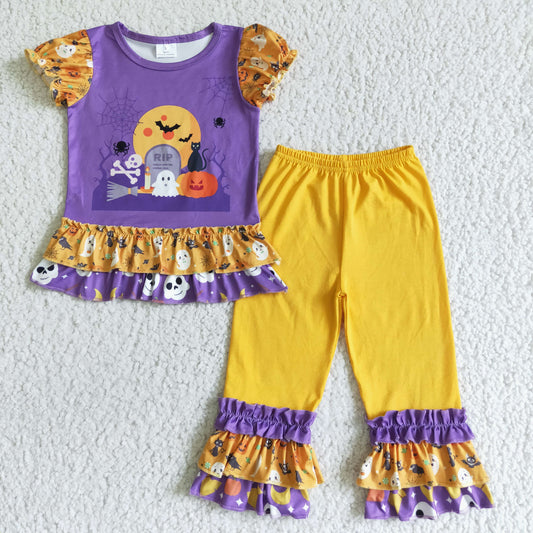 Girl Halloween purple 2 pieces sets GSPO0137