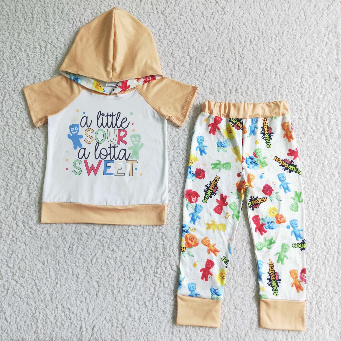 Cartoon Short Sleeve hoodie top long pants set