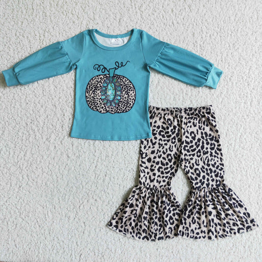 kids girls leopard pumpkin suits GLP0070