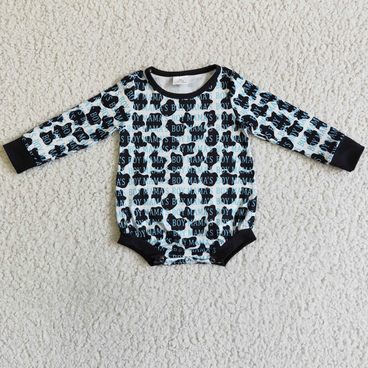 Blue boy mama's long sleeve romper