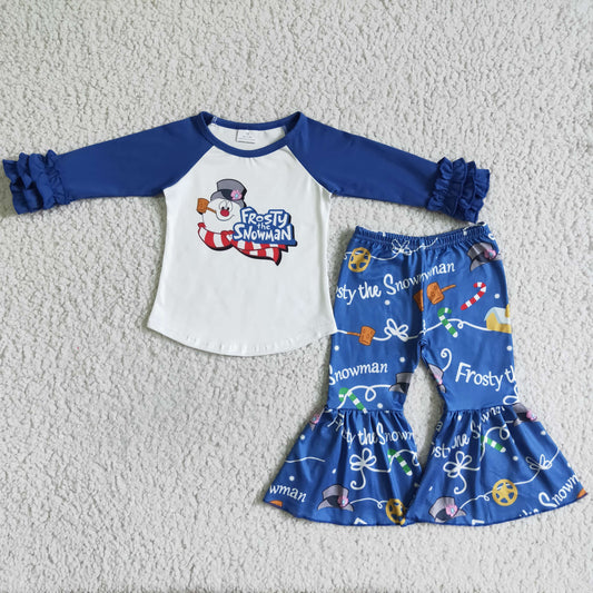 6 A22-4 baby girl Snowman T-shirt bell bottoms set-promotion 2023.11.11