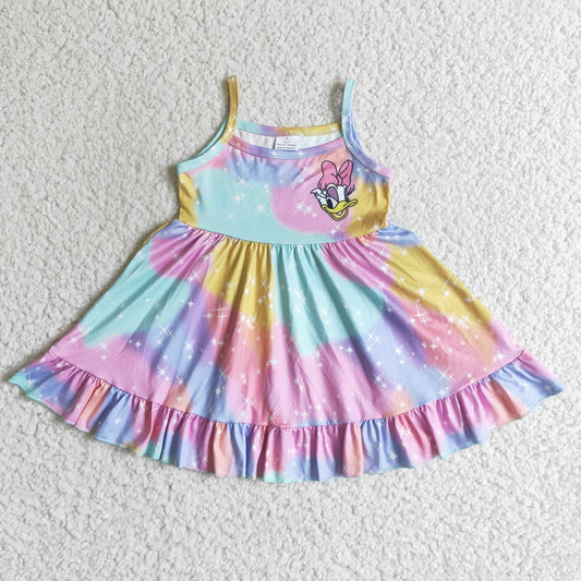 cartoon tie-dye spaghetti strap dress GSD0126