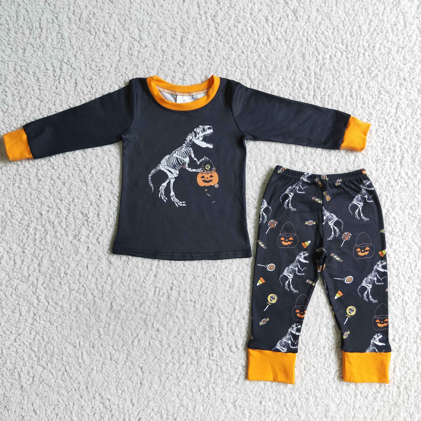 Boys Halloween Pumpkin dinosaur pajamas sets BLP0015