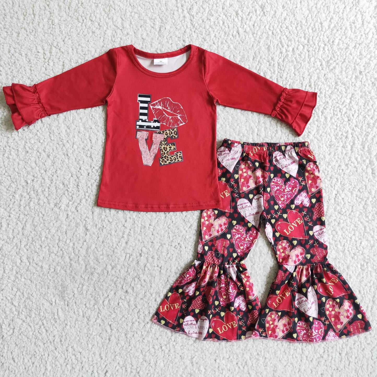 6 A2-14 baby girl love valentines day bell bottoms outfits-promotion 2023.12.9