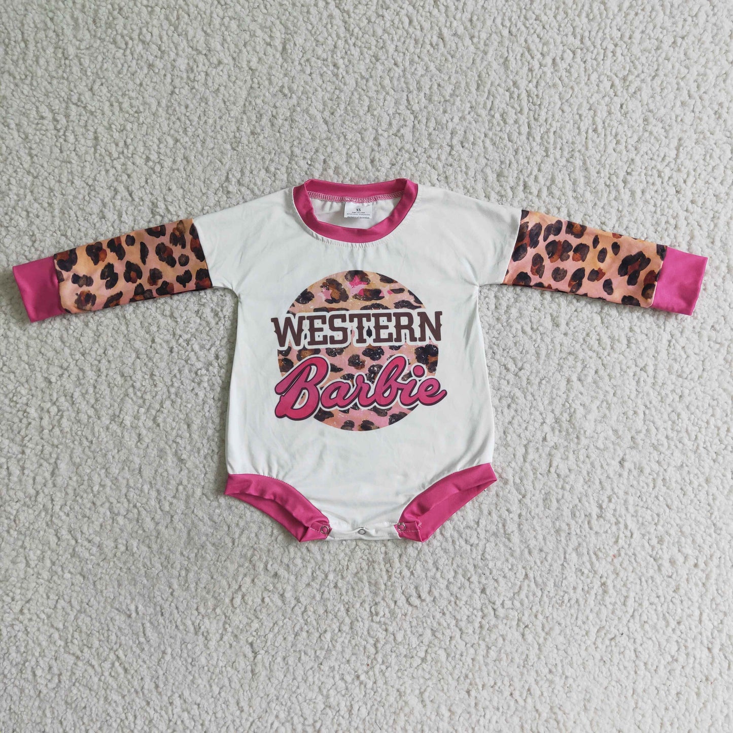 Western Barbie Leopard long sleeve romper LR0033