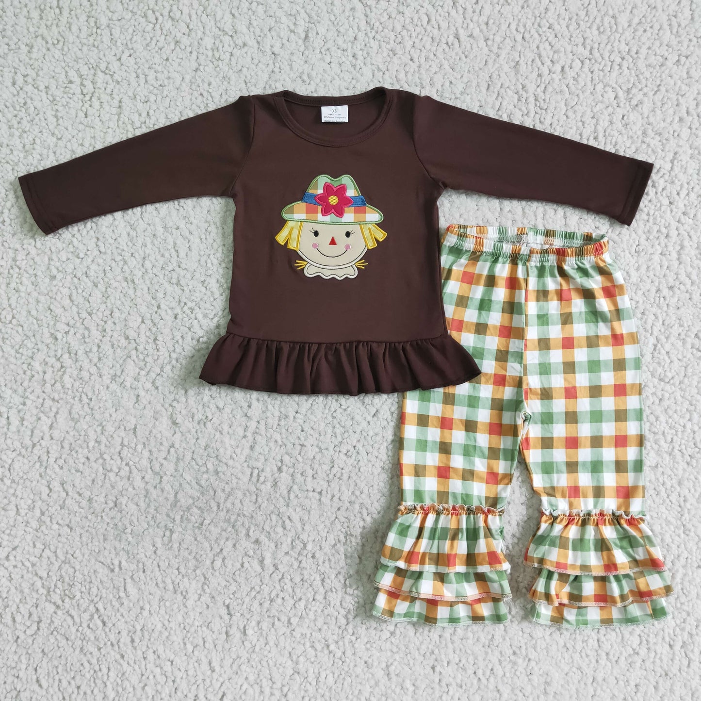 Christmas embroidery T-shirt boy long pants set