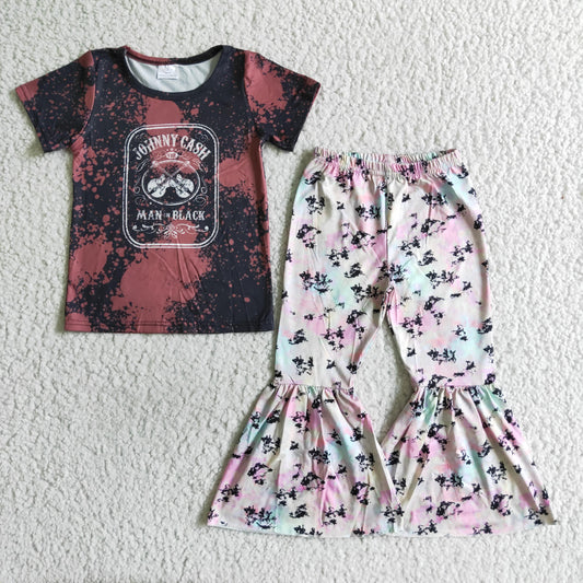 Singer short sleeve T-shirt bell bottoms pants  set