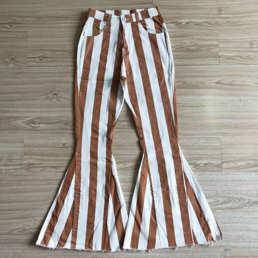 Adult Brown white Stripe Denim pants jeans