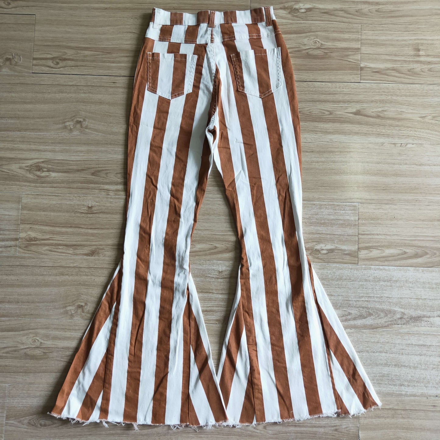 Adult Brown white Stripe Denim pants jeans