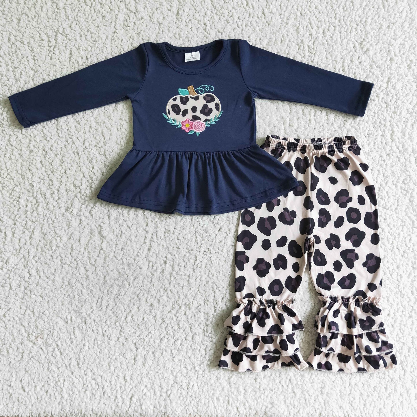 girls leopard Pumpkin autumn suits GLP0037