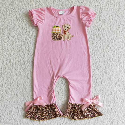 baby girls pumpkin & puppy embroidered jumpsuits SR0068