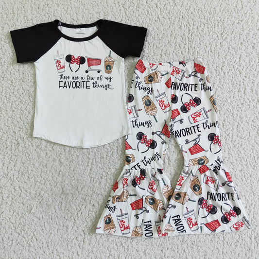 Snacks short sleeve Top bell bottom pants set