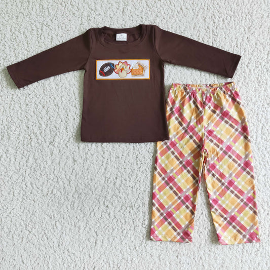 boys Thanksgiving Turkey Embroidery clothes suits BLP0005