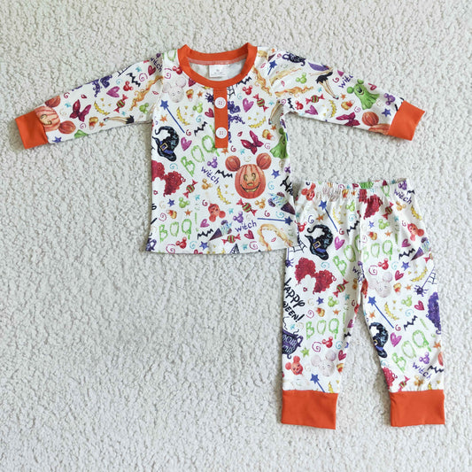 boys Halloween Pumpkin Long sleeve pajamas Sets BLP0046