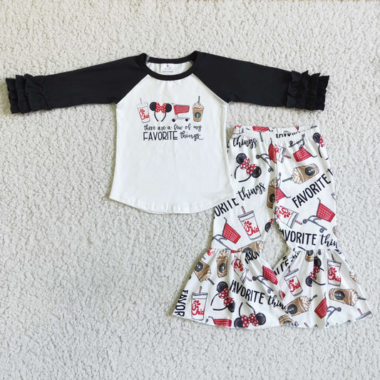 Snacks long sleeve cartoon T-shirt bell bottoms Pants Outfit