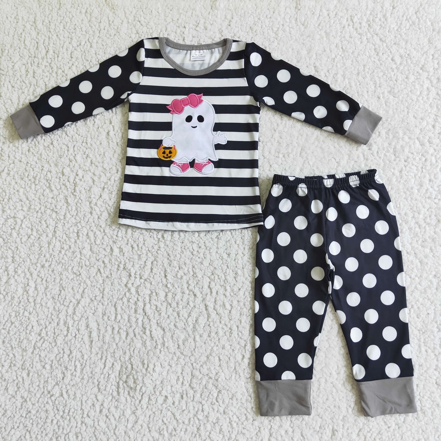 Girl Halloween ghost embroidery pajamas set GLP0066